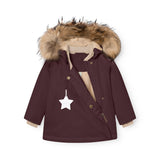 Mini A Ture Fudge Aubergine Matwang Fleece Lined Winter Jacka Fur. Grs