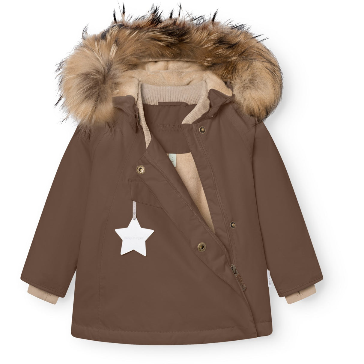 Mini A Ture Chestnut Brown Matwang Fleece Lined Winter Jacka Fur. Grs