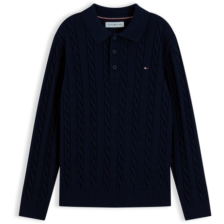 Tommy Hilfiger Dark Blue-Blue Bomull Cable Pikétröja Sweater
