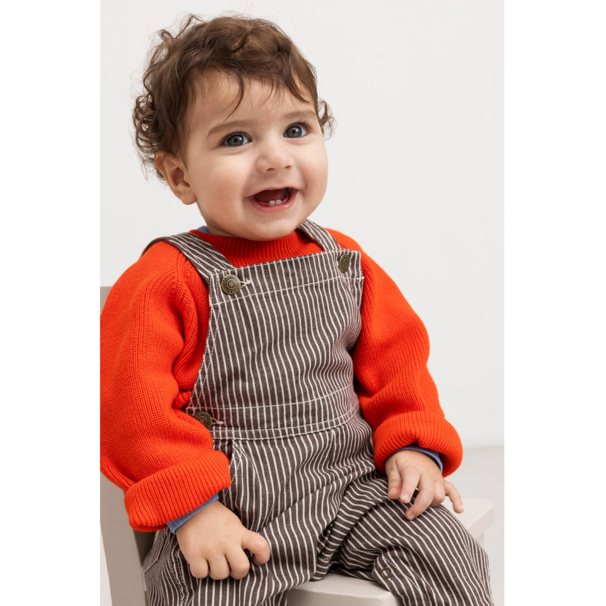 MarMar Soft Denim Dark Brownie Stripe Ruben Dungarees