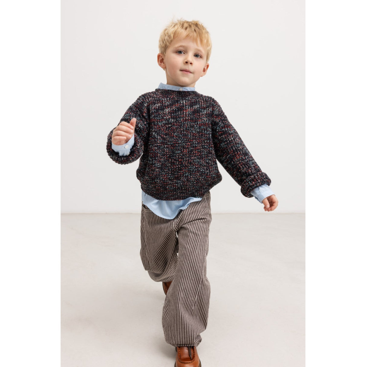 MarMar Cotton Knit Spacedye Deepest Sea Space Teno Stickad Blus