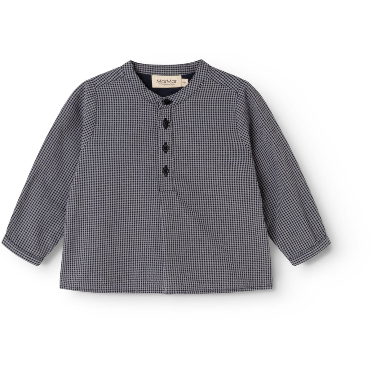 MarMar Cotton Seersucker Pigeon Blue Check Totoro Skjorta