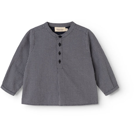 MarMar Cotton Seersucker Pigeon Blue Check Totoro Skjorta