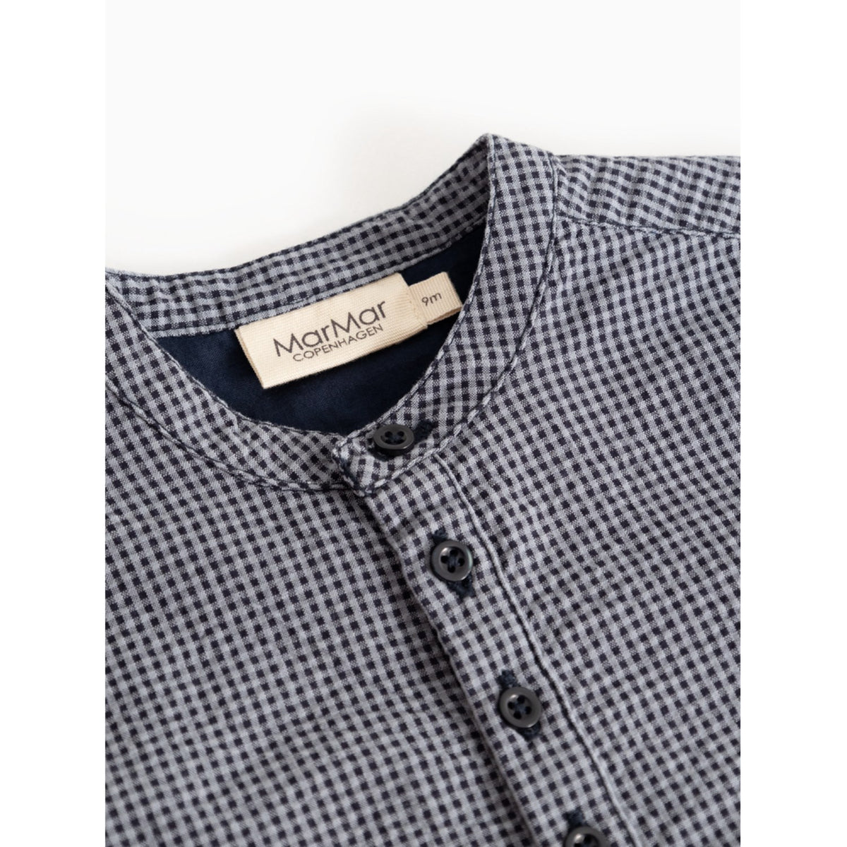 MarMar Cotton Seersucker Pigeon Blue Check Totoro Skjorta