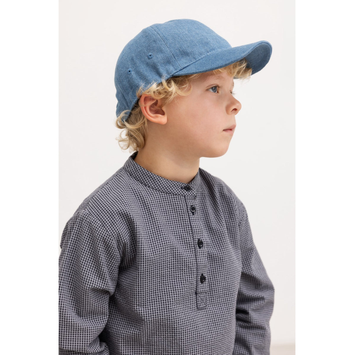 MarMar Cotton Seersucker Pigeon Blue Check Totoro Skjorta