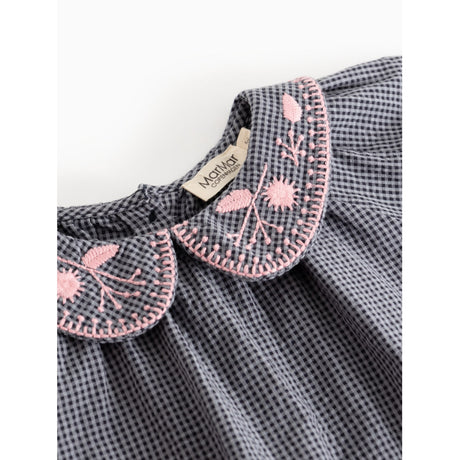 MarMar Cotton Seersucker Pigeon Blue Check Tully Blus