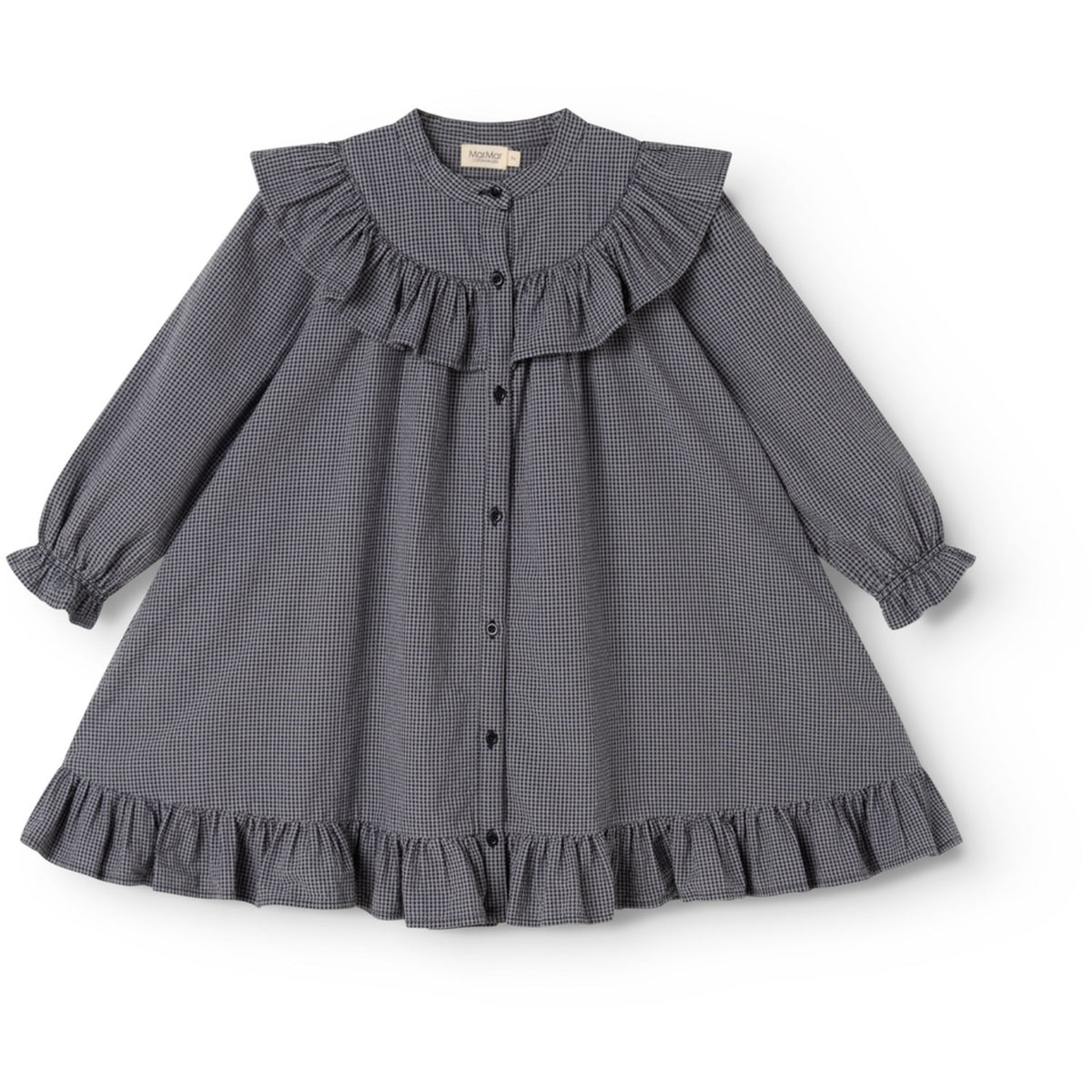 MarMar Cotton Seersucker Pigeon Blue Check Dalina Klänning