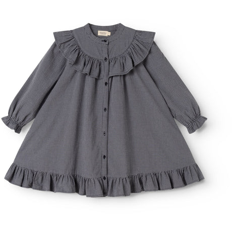 MarMar Cotton Seersucker Pigeon Blue Check Dalina Klänning