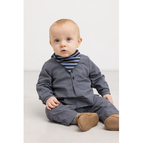 MarMar Cotton Seersucker Pigeon Blue Check Panto Byxor