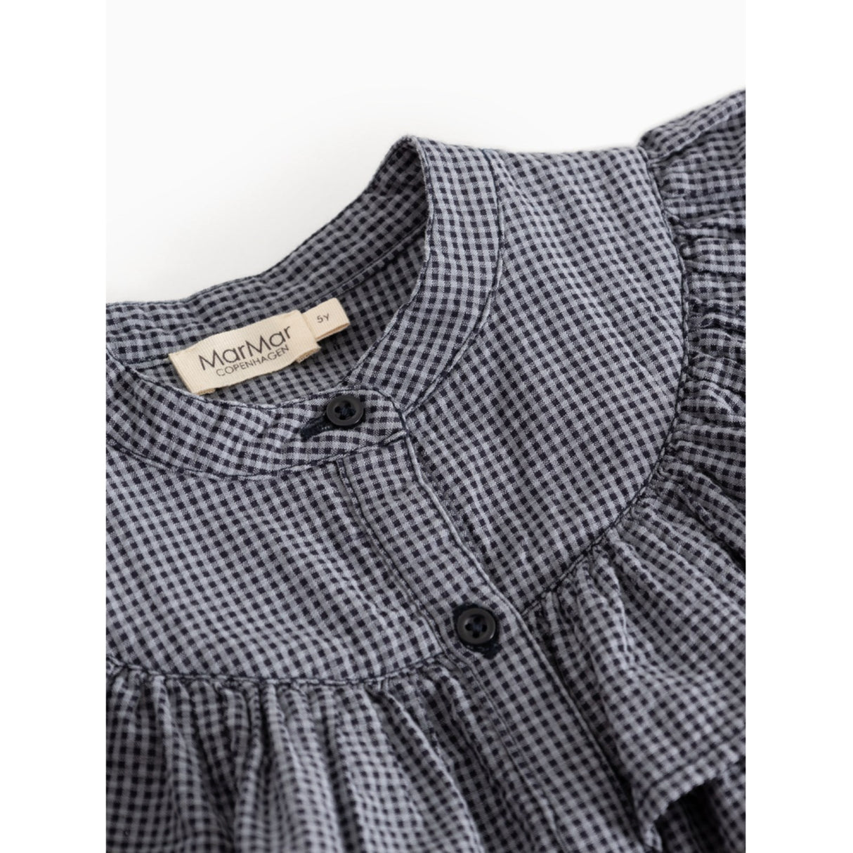MarMar Cotton Seersucker Pigeon Blue Check Dalina Klänning