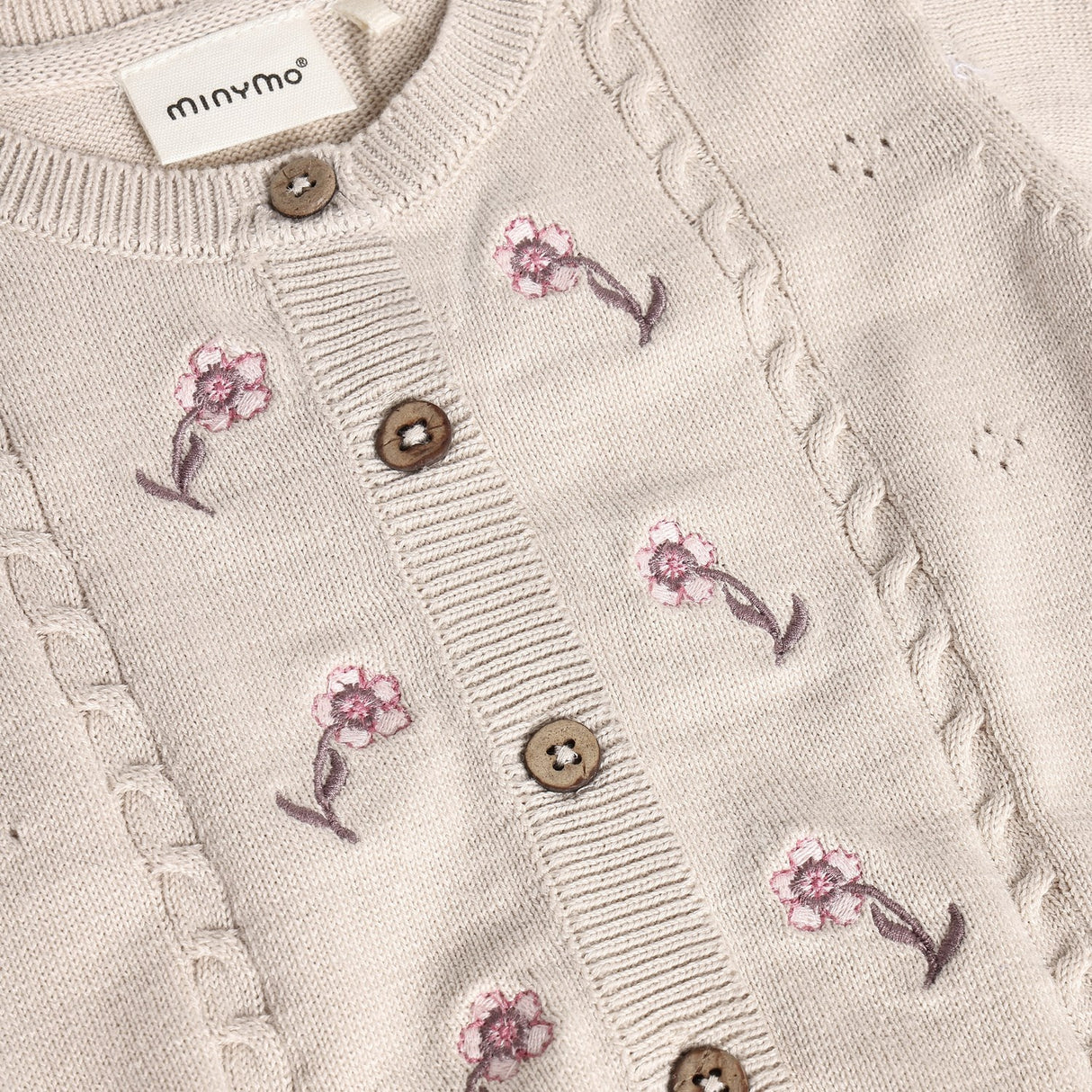 Minymo Pink Tint Cardigan Stickad