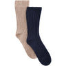 Huttelihut Dark Navy Ull Rib Strumpor 2-Pack