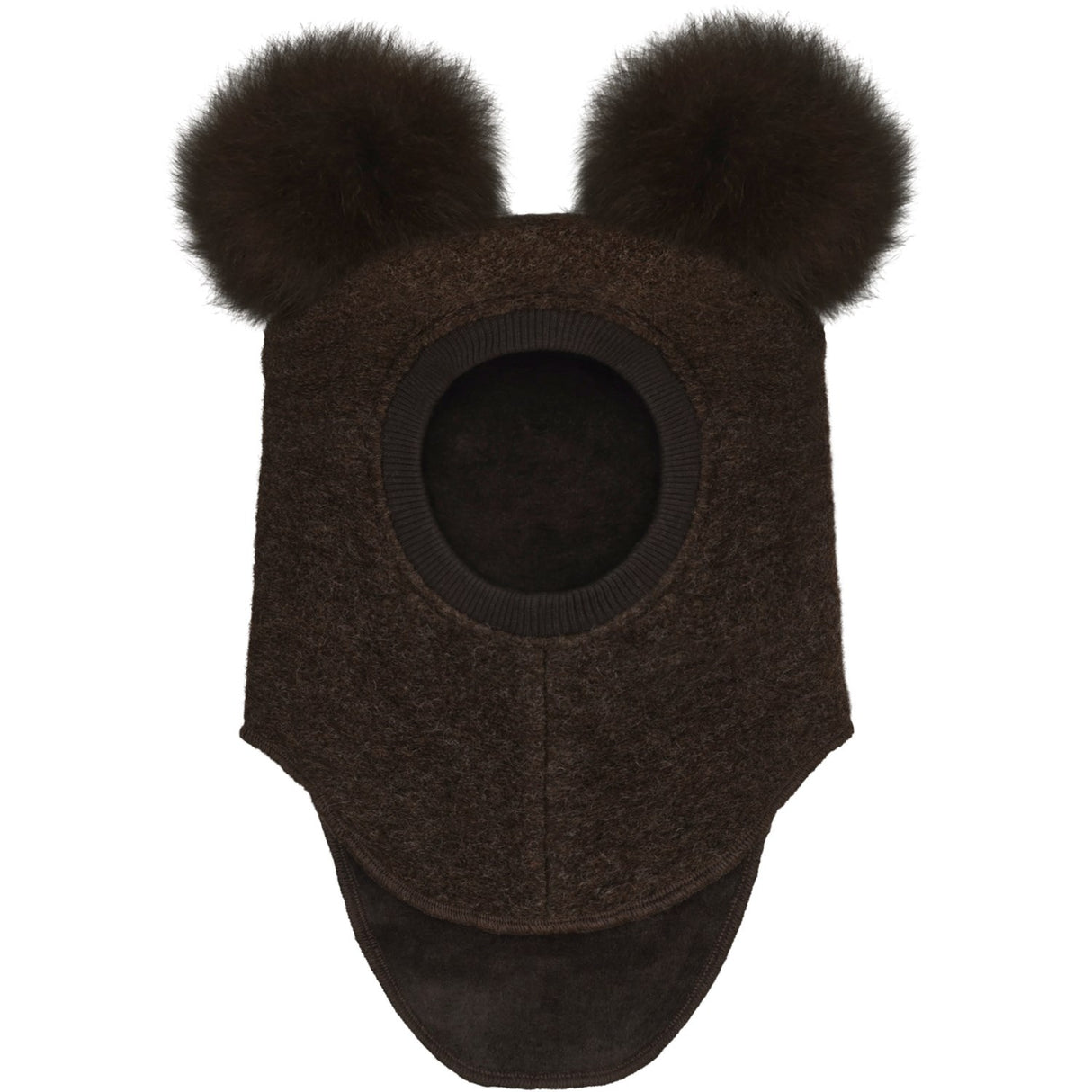 Huttelihut Dark Brown Melange Elefanthatt Ull Alpaca Pompoms