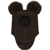 Huttelihut Dark Brown Melange Elefanthatt Ull Alpaca Pompoms