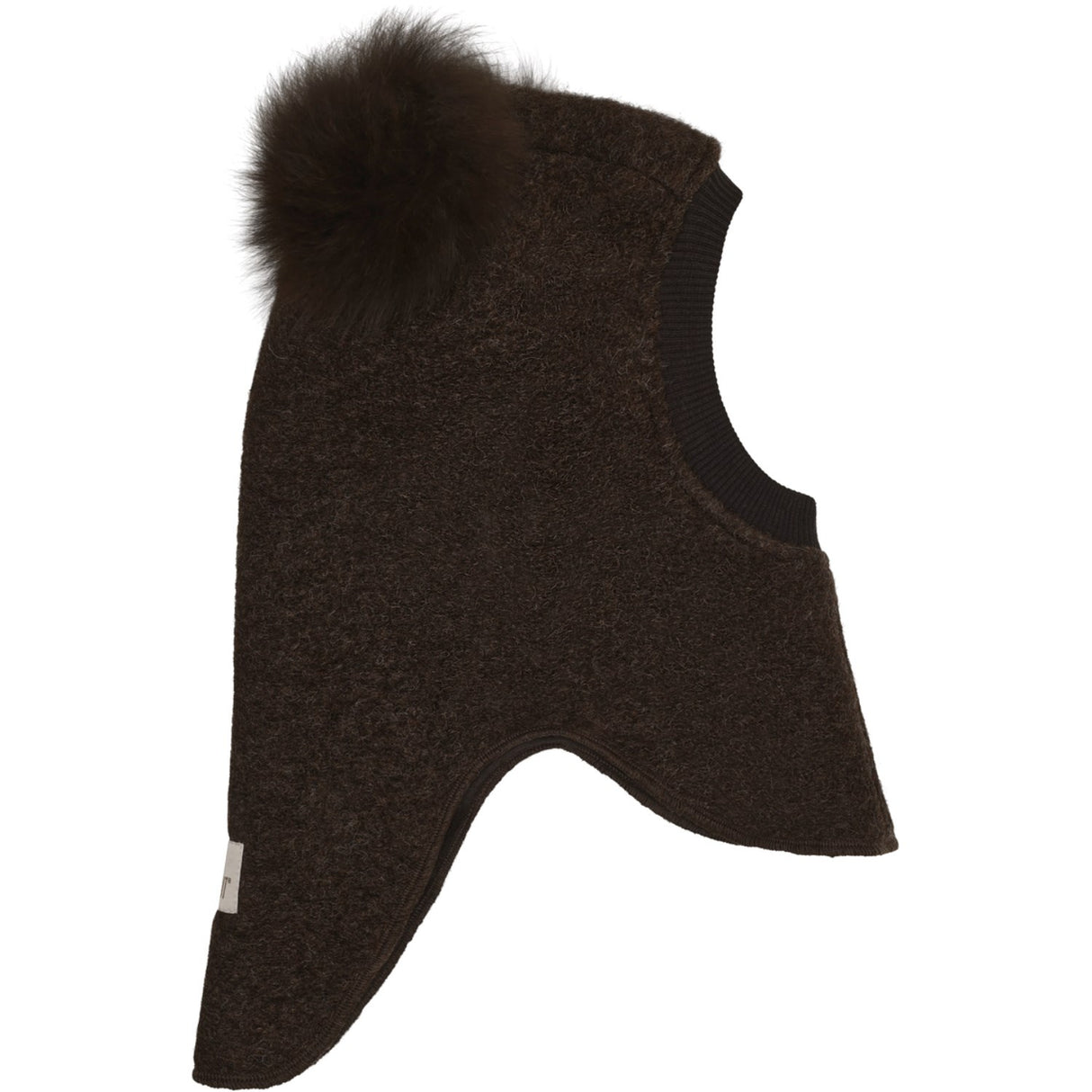 Huttelihut Dark Brown Melange Elefanthatt Ull Alpaca Pompoms