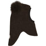 Huttelihut Dark Brown Melange Elefanthatt Ull Alpaca Pompoms