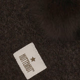 Huttelihut Dark Brown Melange Elefanthatt Ull Alpaca Pompoms
