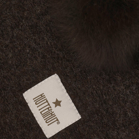 Huttelihut Dark Brown Melange Elefanthatt Ull Alpaca Pompoms