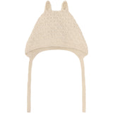 Huttelihut Off-White Bonnet Ears Alpaca Ull Stickad