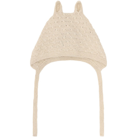 Huttelihut Off-White Bonnet Ears Alpaca Ull Stickad