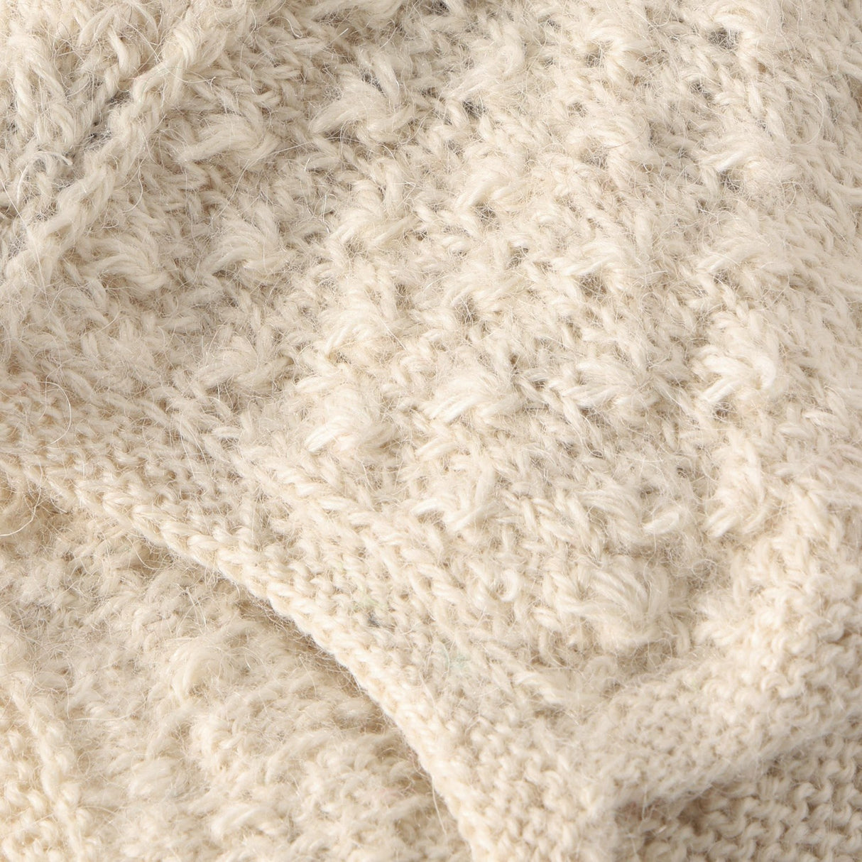 Huttelihut Off-White Bonnet Ears Alpaca Ull Stickad