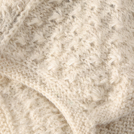 Huttelihut Off-White Bonnet Ears Alpaca Ull Stickad