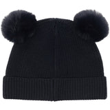 Huttelihut Dark Navy Beanie Ull Stickad Pompoms