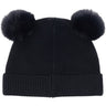 Huttelihut Dark Navy Beanie Ull Stickad Pompoms