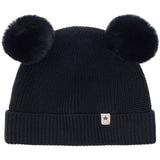 Huttelihut Dark Navy Beanie Ull Stickad Pompoms