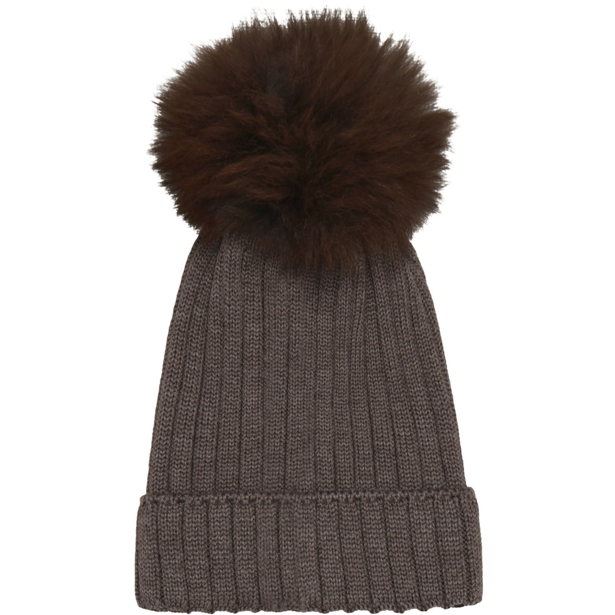 Huttelihut Brown Melange Mössa Stickad Alpaca Pompom