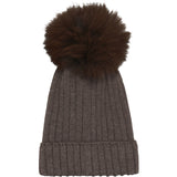 Huttelihut Brown Melange Mössa Stickad Alpaca Pompom