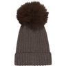Huttelihut Brown Melange Mössa Stickad Alpaca Pompom