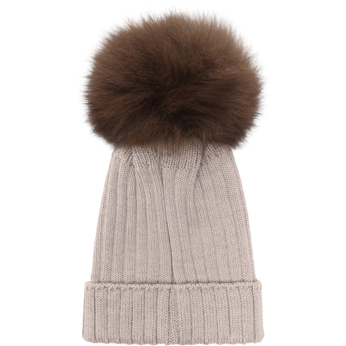 Huttelihut Camel Melange Mössa Stickad Alpaca Pompom