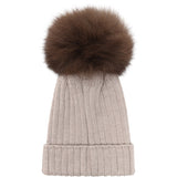 Huttelihut Camel Melange Mössa Stickad Alpaca Pompom