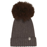 Huttelihut Brown Melange Mössa Stickad Alpaca Pompom