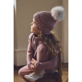 Huttelihut Woodrose Mössa Stickad Alpaca Pompom