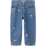 Name It Medium Blue Denim Embroided Nmfbella Mamma Dnm Emb Jeans 5526-Bp