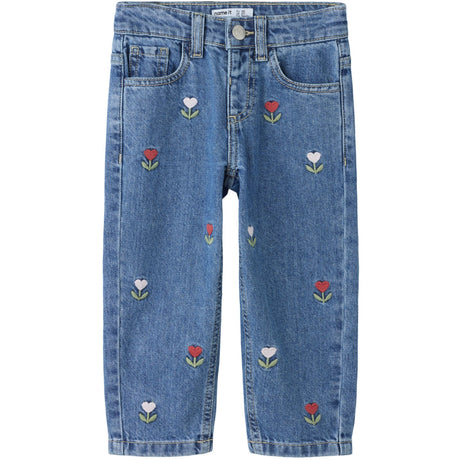 Name It Medium Blue Denim Embroided Nmfbella Mamma Dnm Emb Jeans 5526-Bp