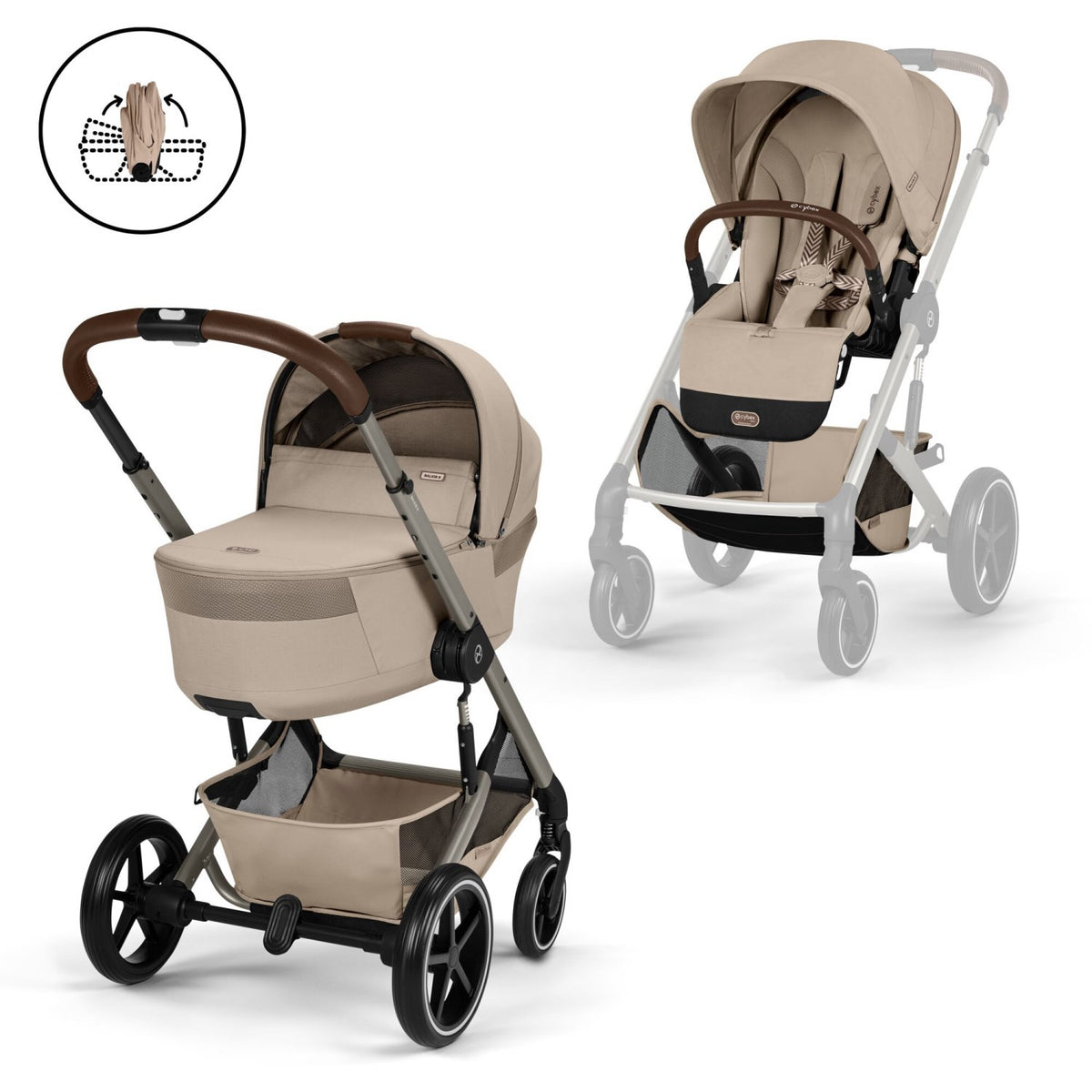 Cybex Almond Beige Balios S Lux Tpe Inklusiv Foldbar Cot