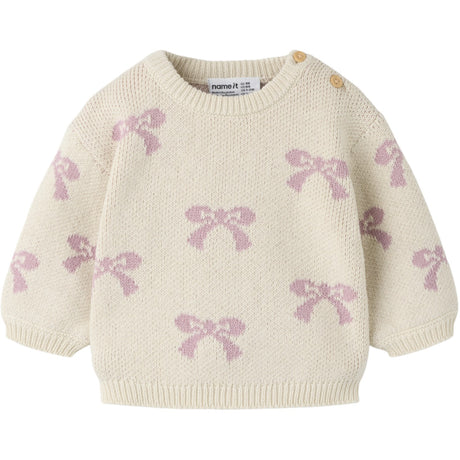 Name It Birch Bows In Mauve Shadows Nbfoana Ls Stickad Låda