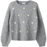 Name It Grey Melange Hearts In Birch Nkfogusse Ls Stickad
