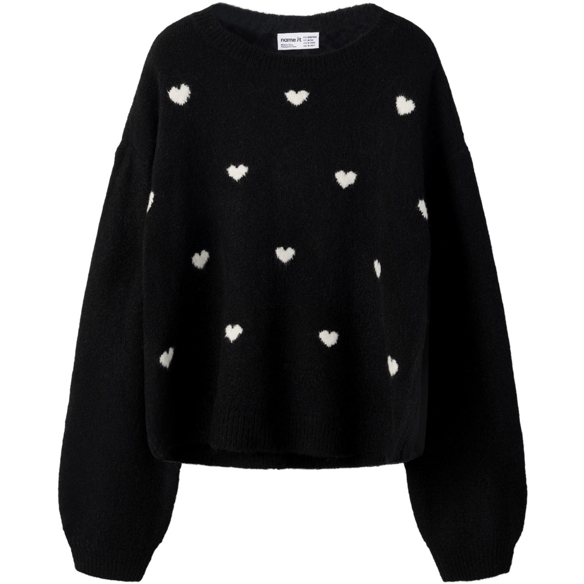 Name It Black Hearts In Birch Nkfogusse Ls Stickad