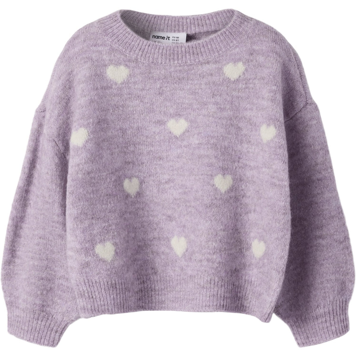 Name It Mauve Shadows Birch Hearts Nmfogusse Ls Stickad