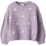 Name It Mauve Shadows Birch Hearts Nmfogusse Ls Stickad
