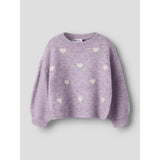 Name It Mauve Shadows Birch Hearts Nmfogusse Ls Stickad