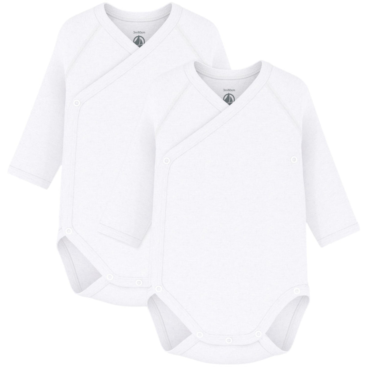 Petit Bateau White Långärmad Bodysuit 3-pack