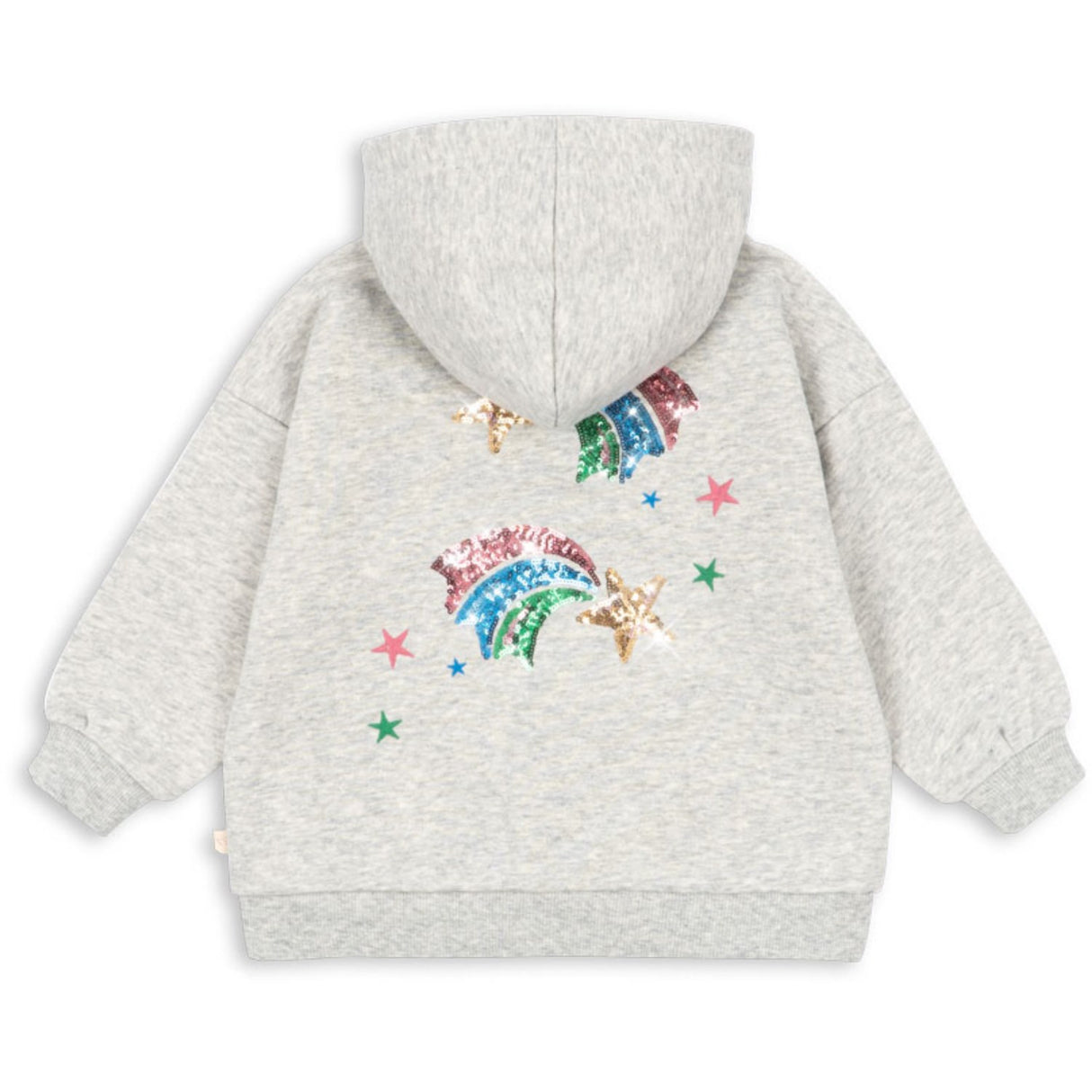 Konges Sløjd Grey Melange Lou Paljet Sweat Zip Huva Gots