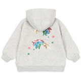 Konges Sløjd Grey Melange Lou Paljet Sweat Zip Huva Gots