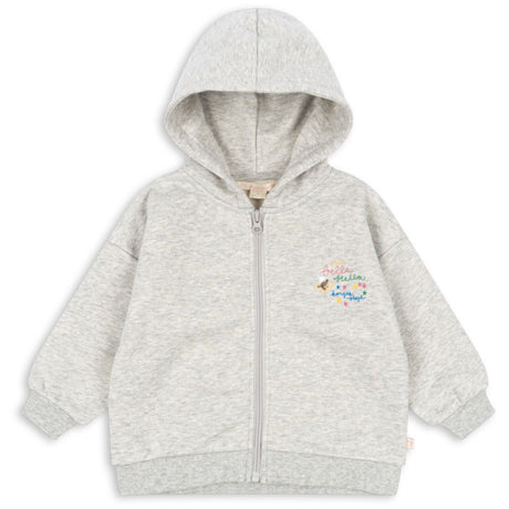 Konges Sløjd Grey Melange Lou Paljet Sweat Zip Huva Gots