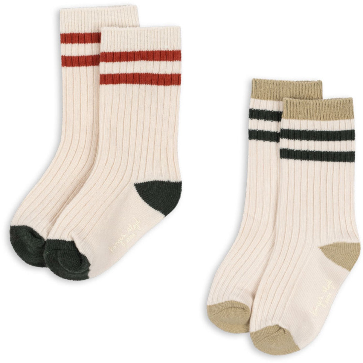 Konges Sløjd Green Stripe 2 Pack Rib Strumpor